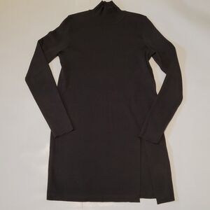 Olive dark green sweater dress turtleneck cable and gauge